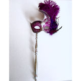 Purple and Silver Mardi Gras Mask on Stick