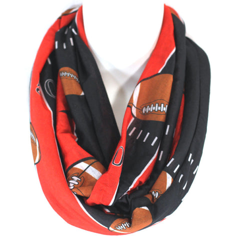 RED AND BLACK FOOTBALL INFINITY SCARF