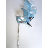 Blue and Silver Mardi Gras Mask on Stick